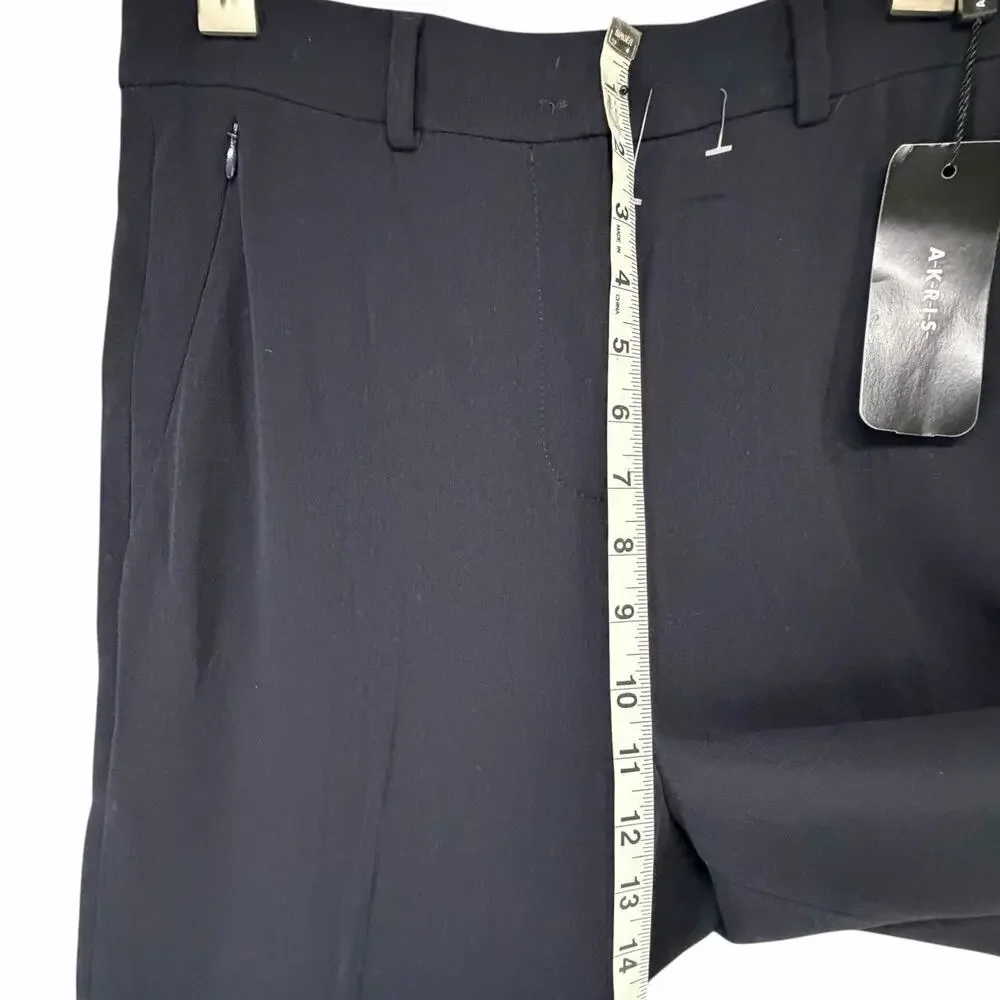 Akris Flore Navy Wool Stretch Tailored Trousers Womens 6 Quiet Luxury‎ NWT $995 - Picture 8 of 15